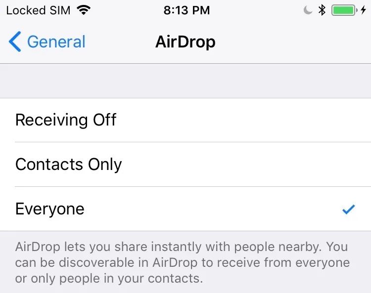 AirDrop 设置为 “所有人”